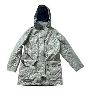 Tommy Hilfiger Women's Quilted Jacket Contrast Snaps Button Down Jacket Hooded